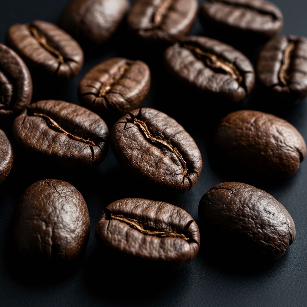 Indonesische Kaffeebohnen, dunkle Röstung mit erdigen Noten