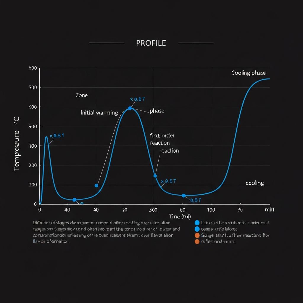 Diagramm der Rösttemperatur über Zeit mit Phasenkennzeichnungen